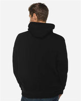 Pretreated Lane Seven LS19001 Unisex Heavyweight Hoodie Sweatshirt - Black - On Model - Back