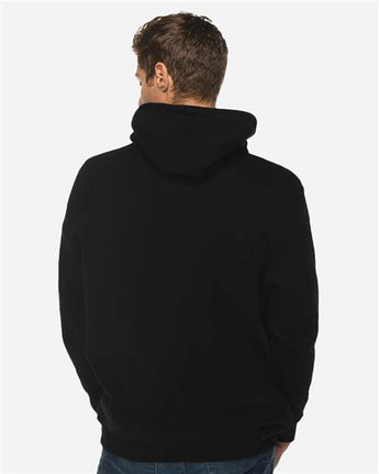 Pretreated Lane Seven LS19001 Unisex Heavyweight Hoodie Sweatshirt - Black - On Model - Back