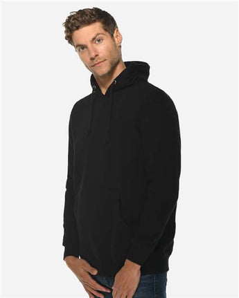 Pretreated Lane Seven LS19001 Unisex Heavyweight Hoodie Sweatshirt - Black - On Model - Side