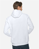 Pretreated Lane Seven LS19001 Unisex Heavyweight Hoodie Sweatshirt - White - On Model - Back