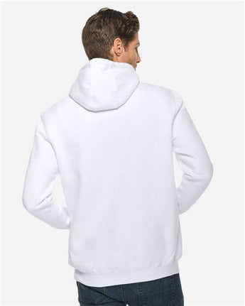 Pretreated Lane Seven LS19001 Unisex Heavyweight Hoodie Sweatshirt - White - On Model - Back