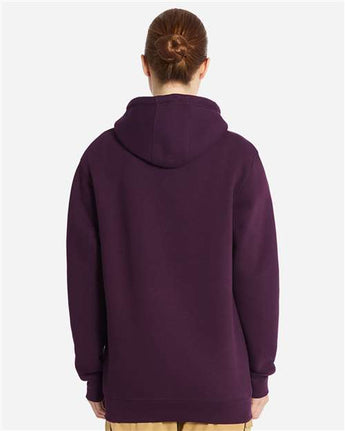 Pretreated Lane Seven LS19001 Unisex Heavyweight Hoodie Sweatshirt - Plum - On Model - Back