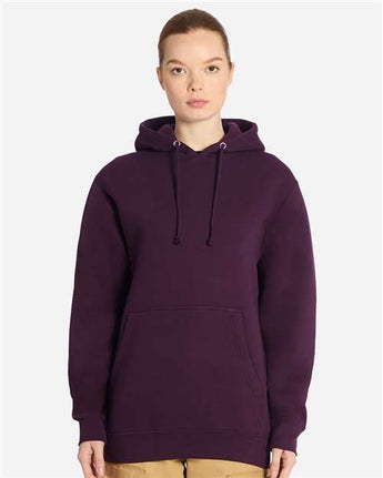 Pretreated Lane Seven LS19001 Unisex Heavyweight Hoodie Sweatshirt - Plum - On Model