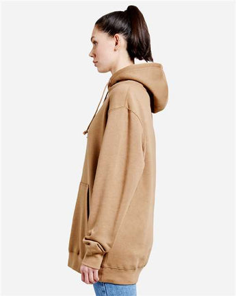Pretreated Lane Seven LS19001 Unisex Heavyweight Hoodie Sweatshirt - Toasted Coconut - On Model - Side