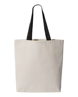 Pretreated Q-Tees Q4400 11L Canvas Tote with Contrast-Color Handles - Natural/ Black