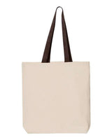 Pretreated Q-Tees Q4400 11L Canvas Tote with Contrast-Color Handles - Natural/ Chocolate - Back