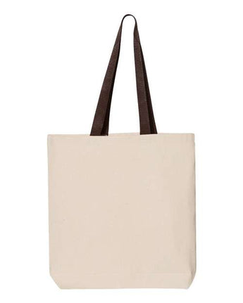 Pretreated Q-Tees Q4400 11L Canvas Tote with Contrast-Color Handles - Natural/ Chocolate - Back