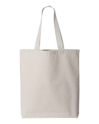 Pretreated Q-Tees Q4400 11L Canvas Tote with Contrast-Color Handles - Natural/ Natural - Back
