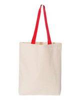 Pretreated Q-Tees Q4400 11L Canvas Tote with Contrast-Color Handles - Natural/ Red - Back