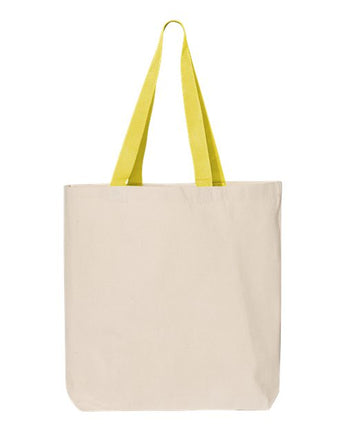 Pretreated Q-Tees Q4400 11L Canvas Tote with Contrast-Color Handles - Natural/ Yellow - Back