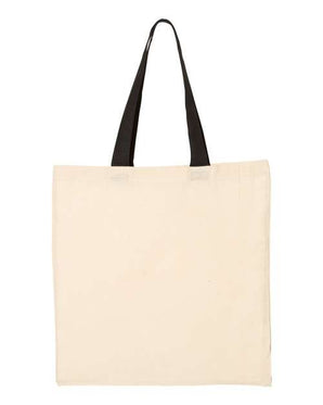 Pretreated Q-Tees QTB6000 Economical Tote with Contrast-Color Handles - Natural/ Black