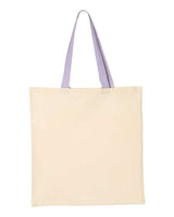 Pretreated Q-Tees QTB6000 Economical Tote with Contrast-Color Handles - Natural/ Lavender