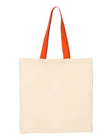 Pretreated Q-Tees QTB6000 Economical Tote with Contrast-Color Handles - Natural/ Orange
