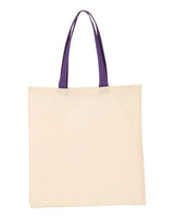 Pretreated Q-Tees QTB6000 Economical Tote with Contrast-Color Handles - Natural/ Purple - Back