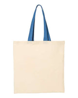 Pretreated Q-Tees QTB6000 Economical Tote with Contrast-Color Handles - Natural/ Royal