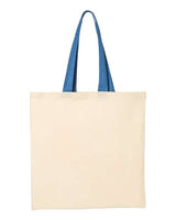 Pretreated Q-Tees QTB6000 Economical Tote with Contrast-Color Handles - Natural/ Royal - Back