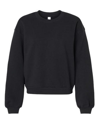 Pretreated American Apparel RF494 Women's ReFlex Fleece Crewneck Sweatshirt - Black