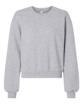 Pretreated American Apparel RF494 Women's ReFlex Fleece Crewneck Sweatshirt - Heather Grey