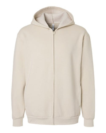 Pretreated American Apparel RF497 Unisex ReFlex Fleece Full-Zip Hoodie Sweatshirt - Bone