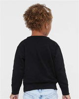 Pretreated Rabbit Skins 3317 Toddler Fleece Crewneck Sweatshirt - Black - On Model - Back