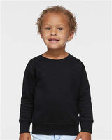 Pretreated Rabbit Skins 3317 Toddler Fleece Crewneck Sweatshirt - Black - On Model