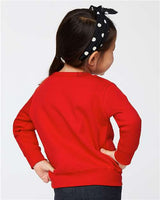 Pretreated Rabbit Skins 3317 Toddler Fleece Crewneck Sweatshirt - Red - On Model - Back