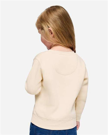 Pretreated Rabbit Skins 3317 Toddler Fleece Crewneck Sweatshirt - Natural - On Model - Back
