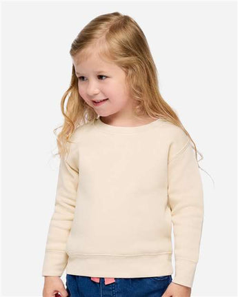 Pretreated Rabbit Skins 3317 Toddler Fleece Crewneck Sweatshirt - Natural - On Model