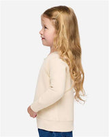 Pretreated Rabbit Skins 3317 Toddler Fleece Crewneck Sweatshirt - Natural - On Model - Side