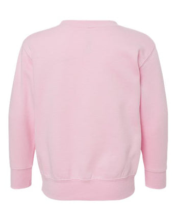 Pretreated Rabbit Skins 3317 Toddler Fleece Crewneck Sweatshirt - Pink - Back