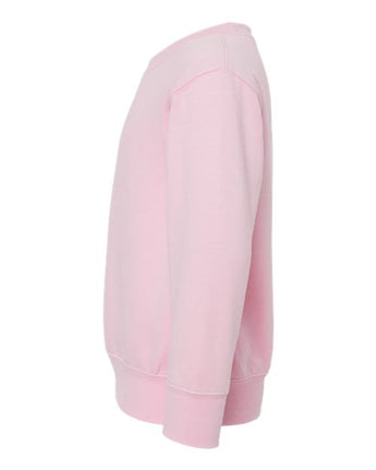 Pretreated Rabbit Skins 3317 Toddler Fleece Crewneck Sweatshirt - Pink - Side