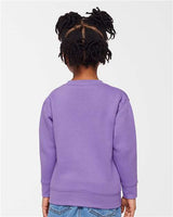 Pretreated Rabbit Skins 3317 Toddler Fleece Crewneck Sweatshirt - Lavender - On Model - Back