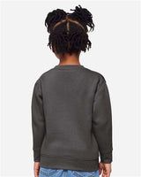 Pretreated Rabbit Skins 3317 Toddler Fleece Crewneck Sweatshirt - Charcoal - On Model - Back