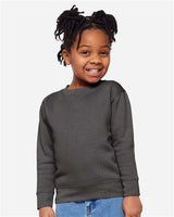 Pretreated Rabbit Skins 3317 Toddler Fleece Crewneck Sweatshirt - Charcoal - On Model