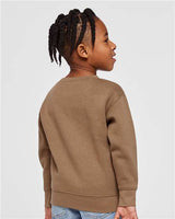 Pretreated Rabbit Skins 3317 Toddler Fleece Crewneck Sweatshirt - Coyote Brown - On Model - Back