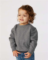 Pretreated Rabbit Skins 3317 Toddler Fleece Crewneck Sweatshirt - Granite Heather - On Model