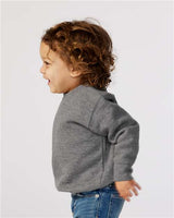 Pretreated Rabbit Skins 3317 Toddler Fleece Crewneck Sweatshirt - Granite Heather - On Model - Side