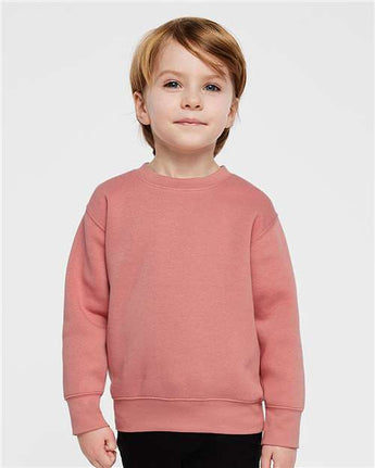 Pretreated Rabbit Skins 3317 Toddler Fleece Crewneck Sweatshirt - Mauvelous - On Model