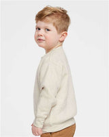 Pretreated Rabbit Skins 3317 Toddler Fleece Crewneck Sweatshirt - Natural Heather - On Model - Side