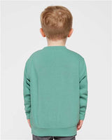 Pretreated Rabbit Skins 3317 Toddler Fleece Crewneck Sweatshirt - Saltwater - On Model - Back