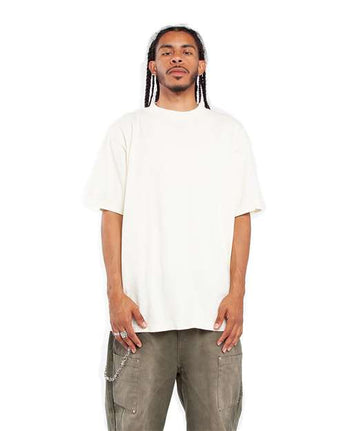 Pretreated Shaka Wear SHGD Unisex Garment-Dyed T-Shirt - Cream - On Model