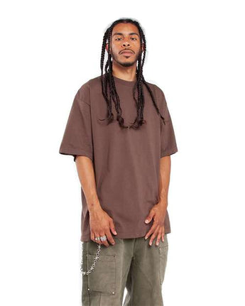 Pretreated Shaka Wear SHGD Unisex Garment-Dyed T-Shirt - Mocha - On Model - Side