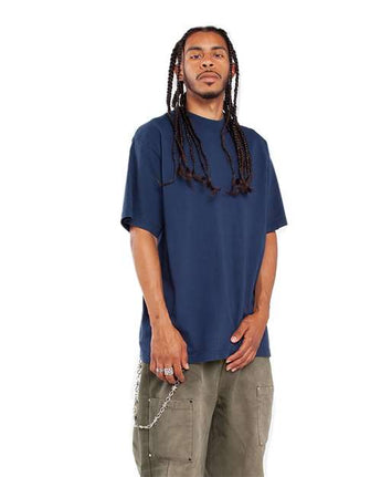 Pretreated Shaka Wear SHGD Unisex Garment-Dyed T-Shirt - Midnight Navy - On Model - Side