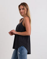 Pretreated U.S. Apparel YJY5082 Women's Strappy Tank - Black - Side