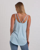Pretreated U.S. Apparel YJY5082 Women's Strappy Tank - Light Blue - Back