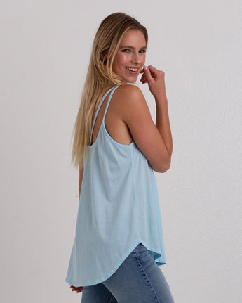 Pretreated U.S. Apparel YJY5082 Women's Strappy Tank - Light Blue - Side
