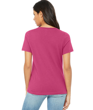 Pretreated BELLA+CANVAS 6405 Women's Relaxed Jersey V-Neck Tee - Berry - Back