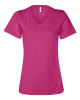 Pretreated BELLA+CANVAS 6405 Women's Relaxed Jersey V-Neck Tee - Berry