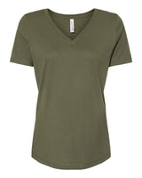 Pretreated BELLA+CANVAS 6405 Women's Relaxed Jersey V-Neck Tee - Military Green