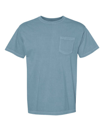 Pretreated Comfort Colors 6030 Garment-Dyed Heavyweight Pocket T-Shirt - Ice Blue